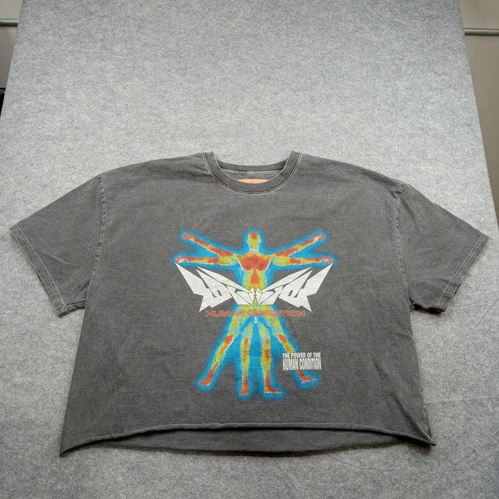 Loiter Shirt Womens XL Gray Cropped Pure Love Human‎ Condition Graphic Tee